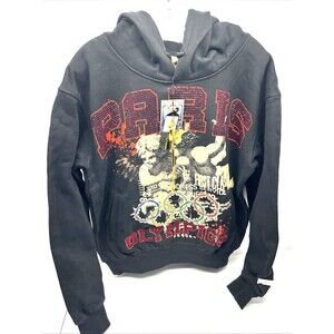 Watson Lux Hoodie Paris Black Graphic Red Rhinestones Unisex SZ XL New w/Tags